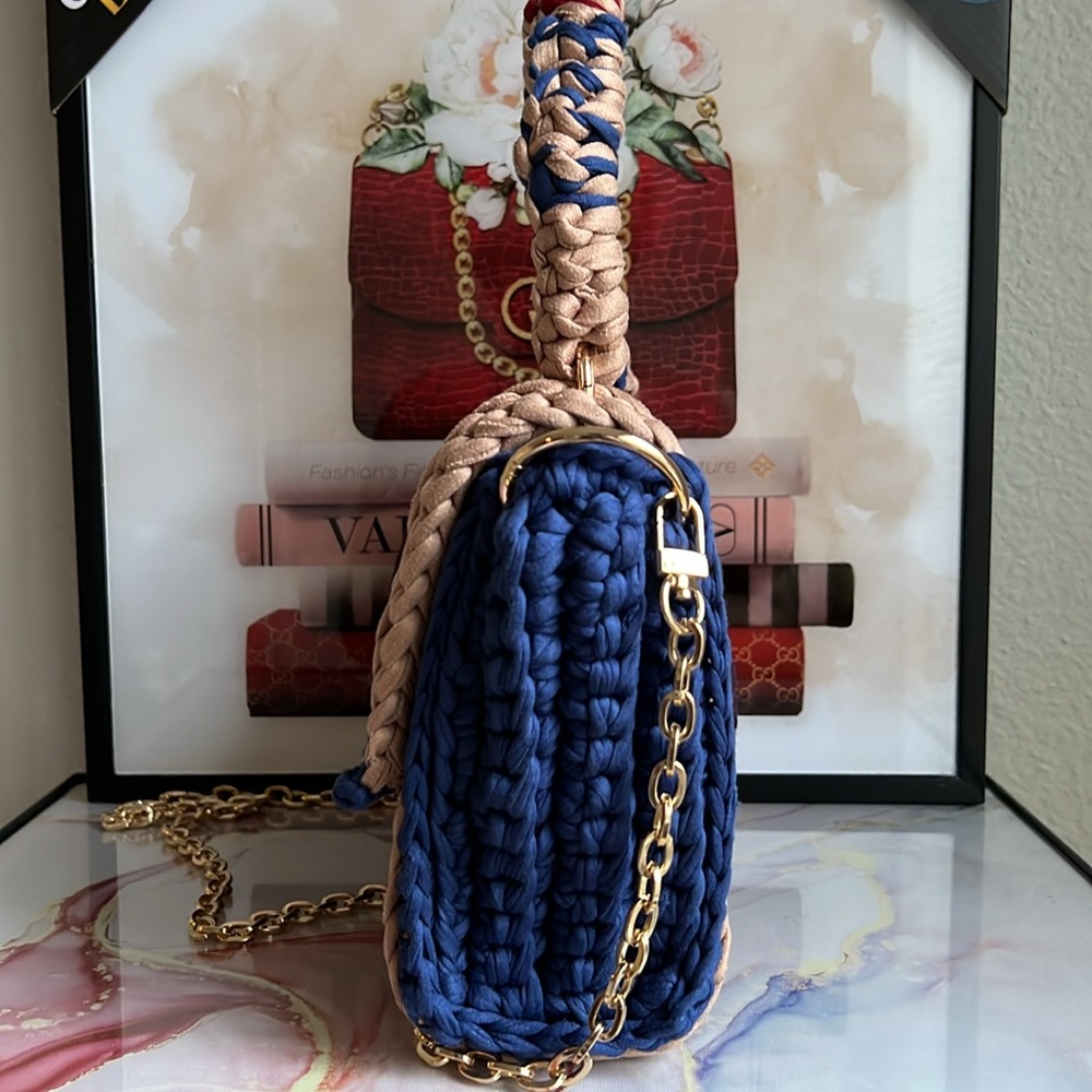 Hand Crafted Multicolor Top Handle Crochet Handbag - Picture 7 of 15